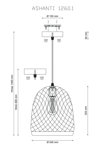 Светильник подвесной лофт ASHANTI 1260.1 Lucia Tucci прозрачный 1 лампа, основание чёрное в стиле лофт выдувное фото 3